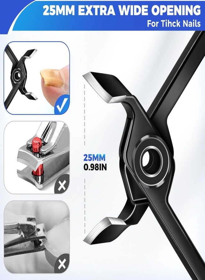 درمود مقص أظافر قدم مائل للأظافر السميكة لكبار السن، مقص أظافر قدم شديد التحمل للرجال للأظافر الغائرة السميكة بفتحة فك واسعة، مقص أظافر كبير منحني - أسود - Image 4